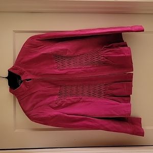 Kasper Size 1X Bright Pink Suede Jacket
